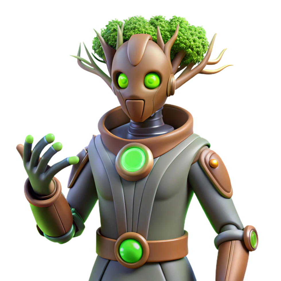 wonderful classic 3D Render Tree Robot Illustration high resolution png