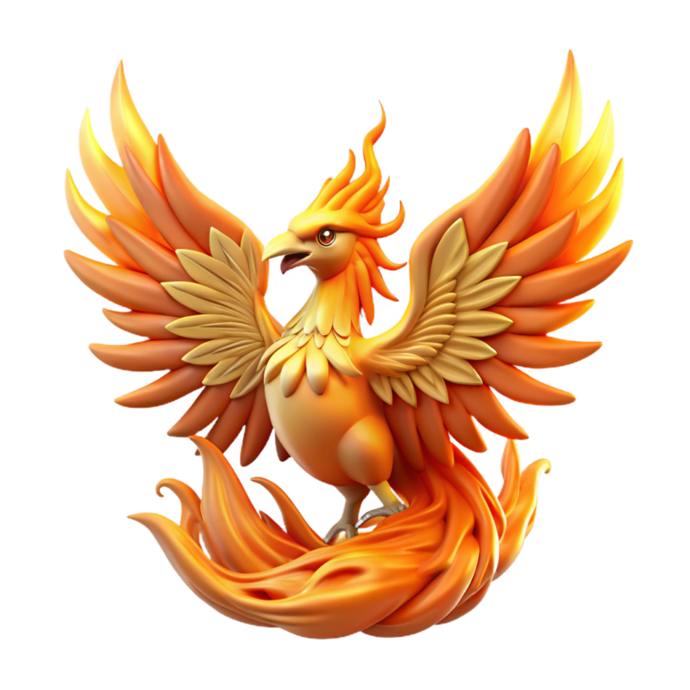 magnificent minimalist 3D Render of a Mythical Phoenix high resolution png