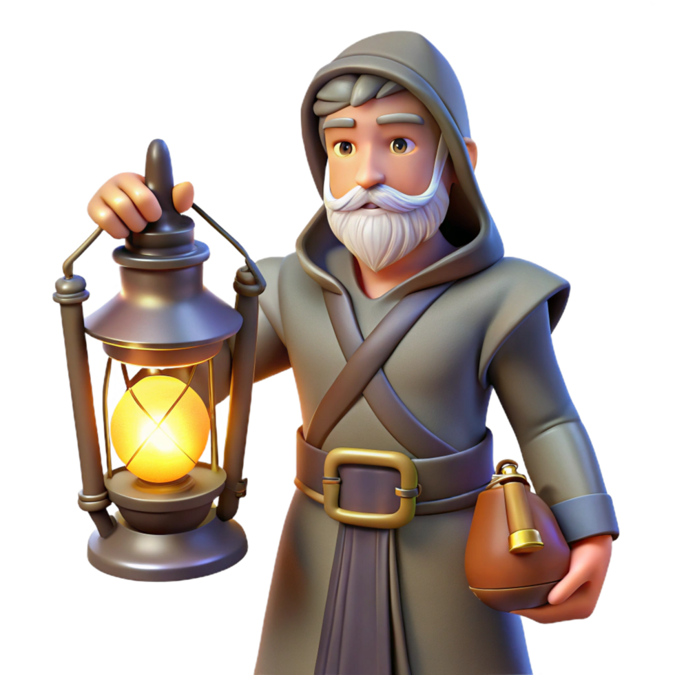 wonderful abstract 3D Render Mystic Monk Lantern Illustration professional png