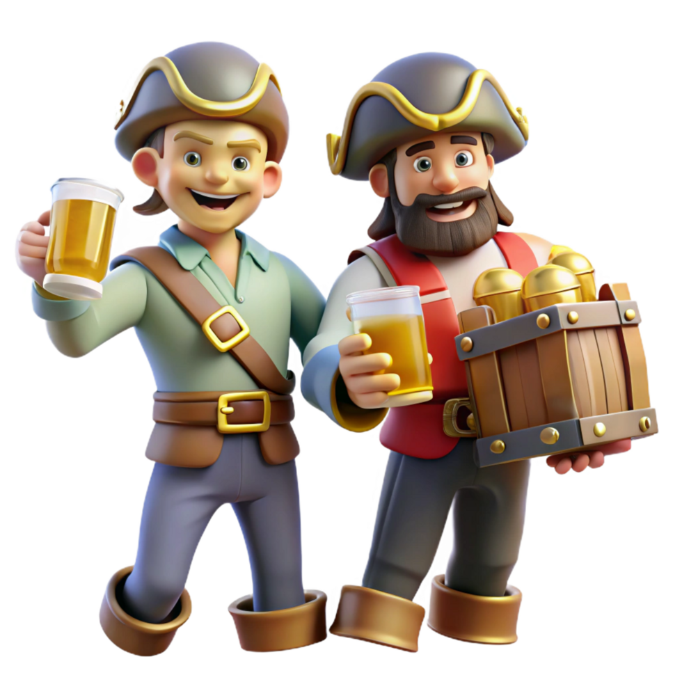 stunning creative Jolly Roger 3D Illustration Pirate Crew with Beer authentic png