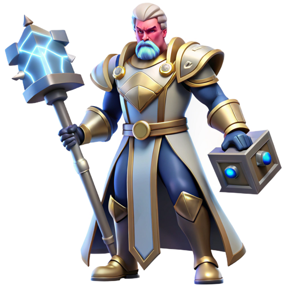 magnificent minimalist 3D Render of a Majestic Fantasy Warrior high quality png