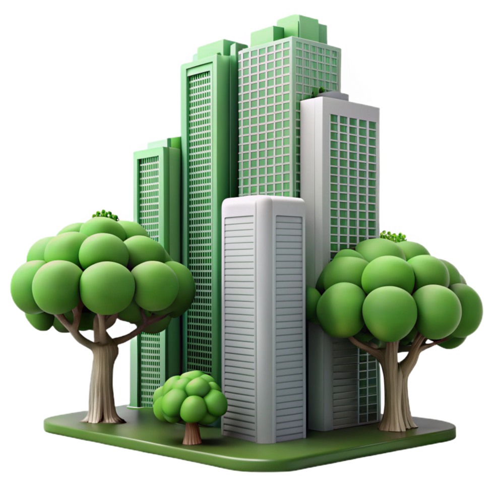 beautiful artistic Green City 3D Illustration professional png