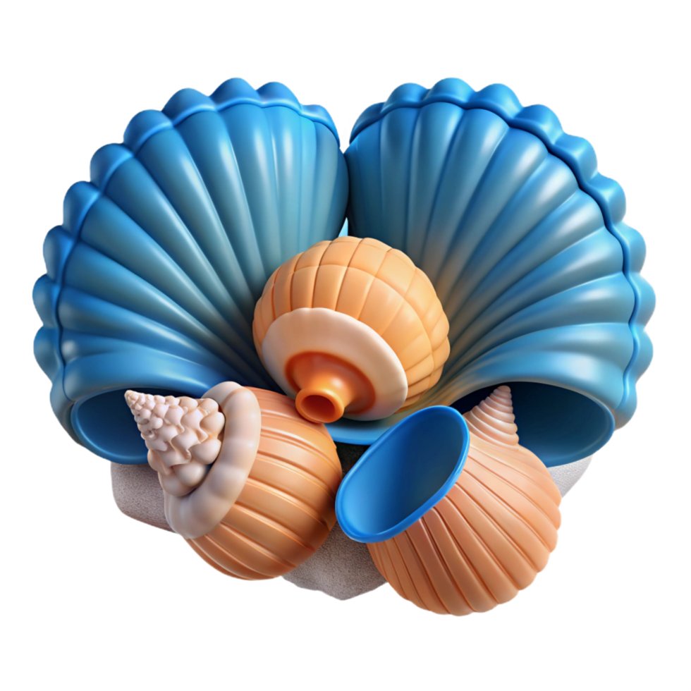 beautiful traditional Seashell 3D Render, Summer Ocean Background authentic png