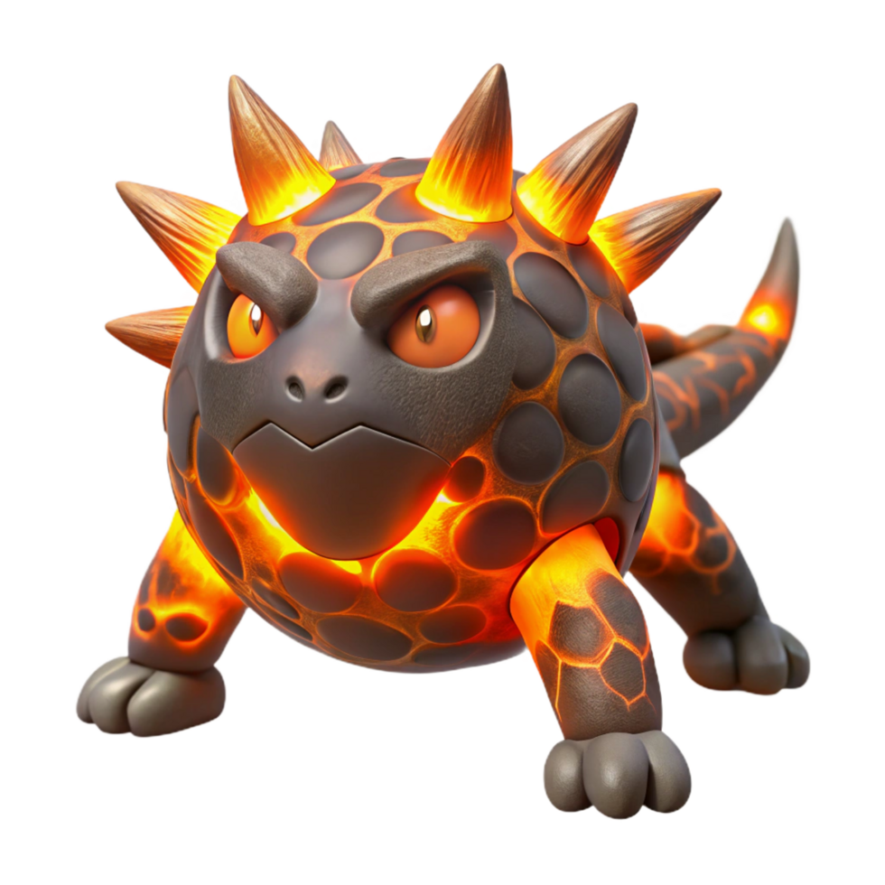 serene creative Fiery Lava Lizard 3D Render high resolution png