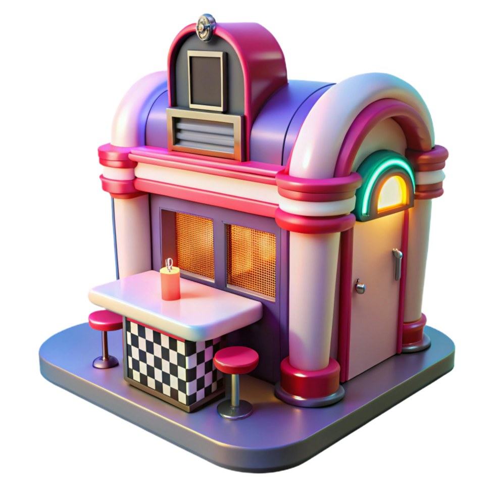 magnificent classic Retro Diner 3D Model genuine png