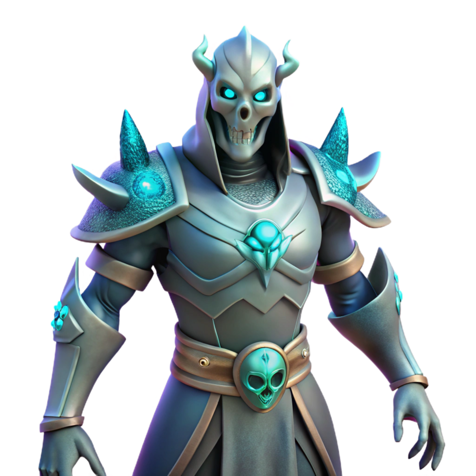 beautiful modern 3D Render of a Skeletal Warrior premium png