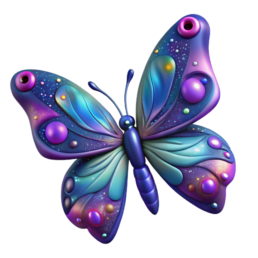 vibrant creative 3D Sparkling Butterfly Illustration high resolution png
