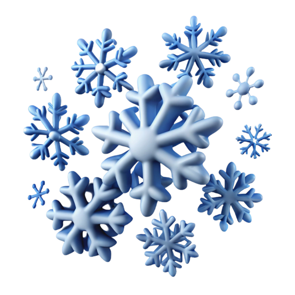magnificent rustic 3D Blue Snowflakes Winter Background premium png