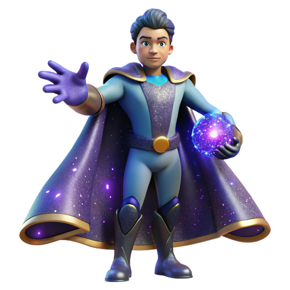 dramatic abstract 3D Render of a Superhero Boy high resolution png