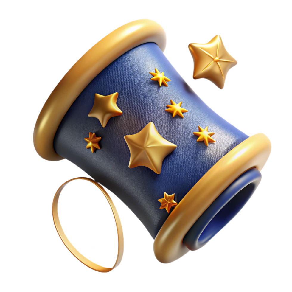 dramatic abstract 3D Render Golden Stars Night Sky Cylinder authentic png