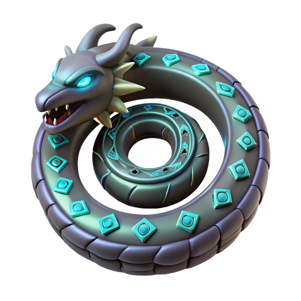 serene abstract 3D Render Coiled Dragon Illustration premium png