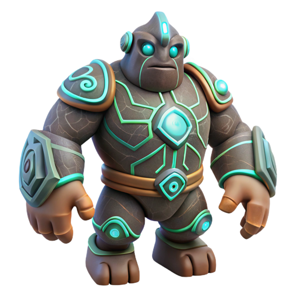 beautiful minimalist Stone Golem 3D Render 4K png