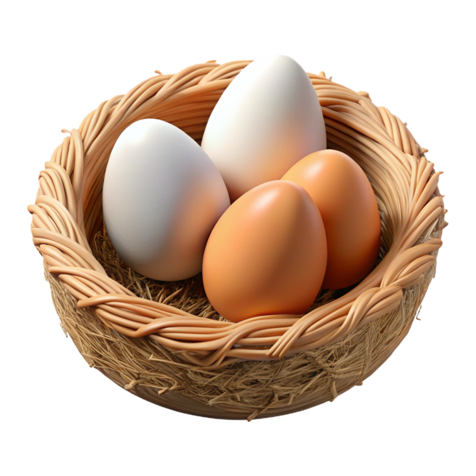 extraordinary contemporary 3D Render Bird Nest with Eggs original png