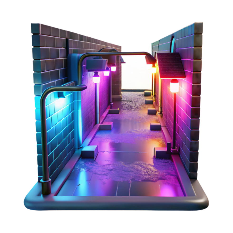 serene artistic Neon Alleyway 3D Render professional png
