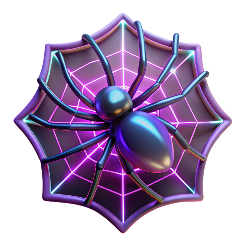 elegant creative 3D Render Neon Spider Web Illustration high quality png