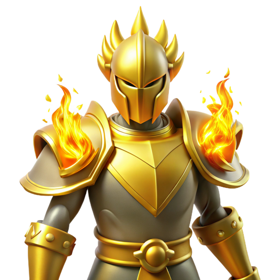 dramatic minimalist Golden Knight 3D Render exclusive png