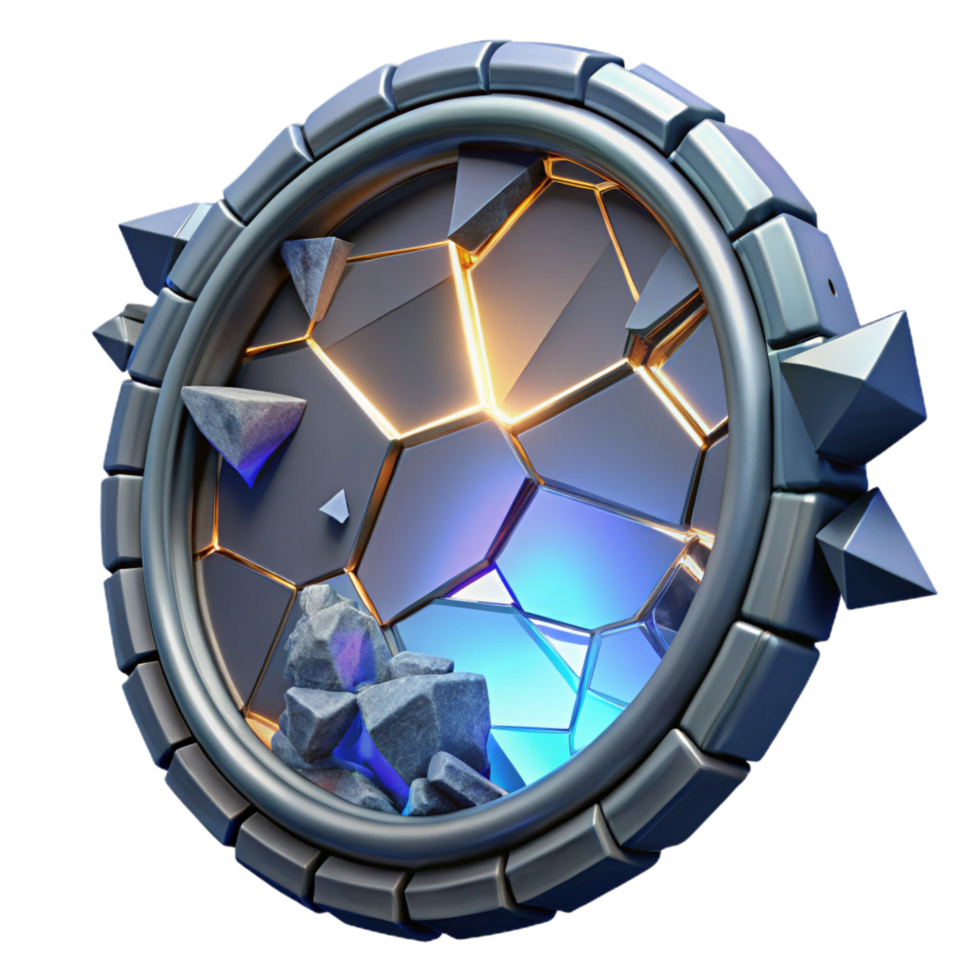 vibrant rustic Abstract 3D Render Hexagon Frame high quality png