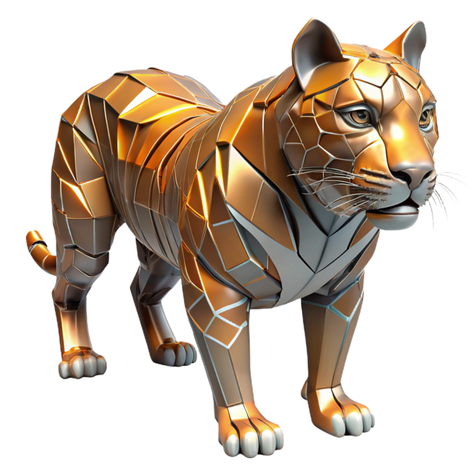 dramatic rustic Golden Tiger 3D Model high quality png
