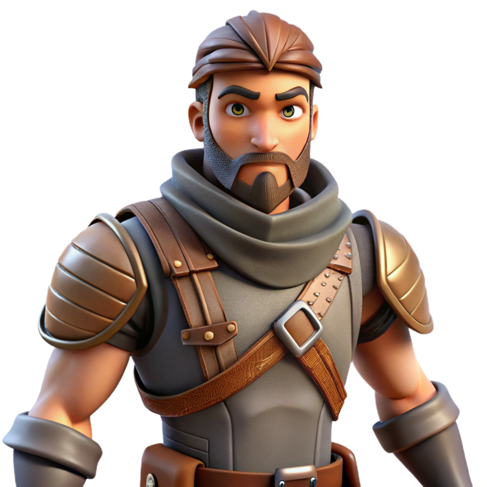 impressive minimalist 3D Render of a Fantasy Warrior premium png