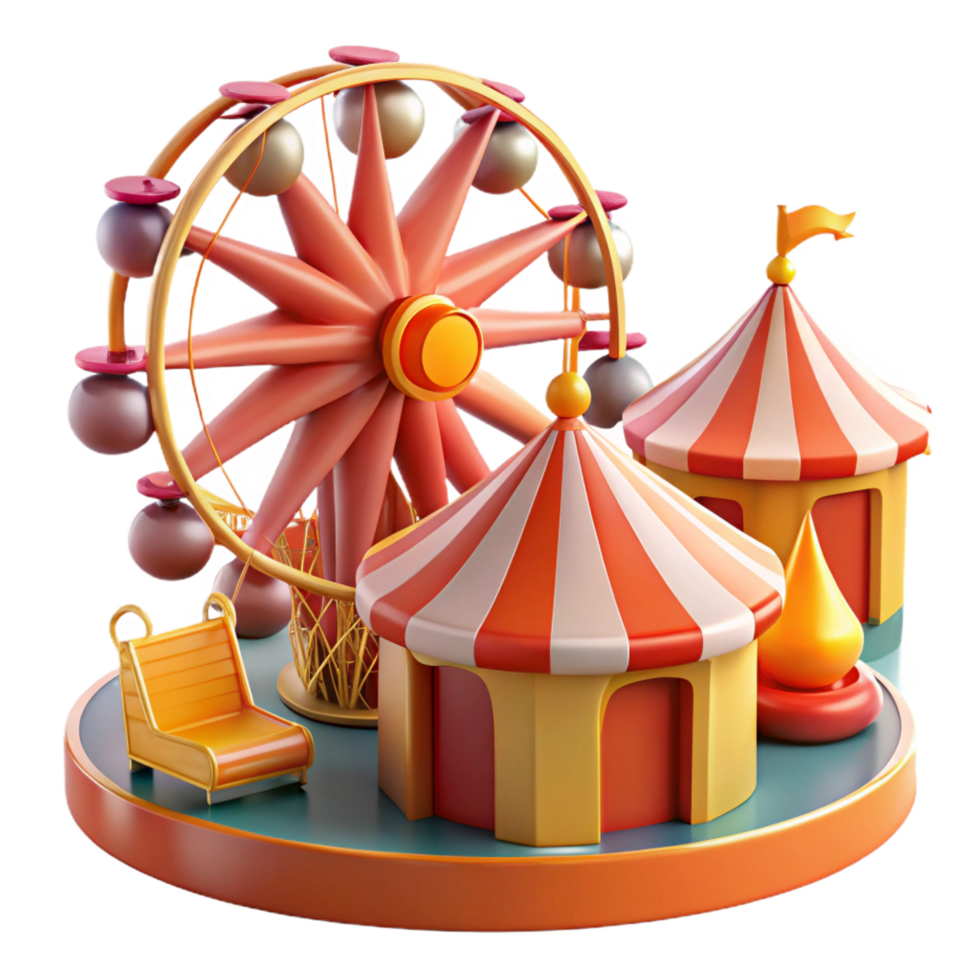 extraordinary minimalist 3D Render Carnival Fun Fair 4K png
