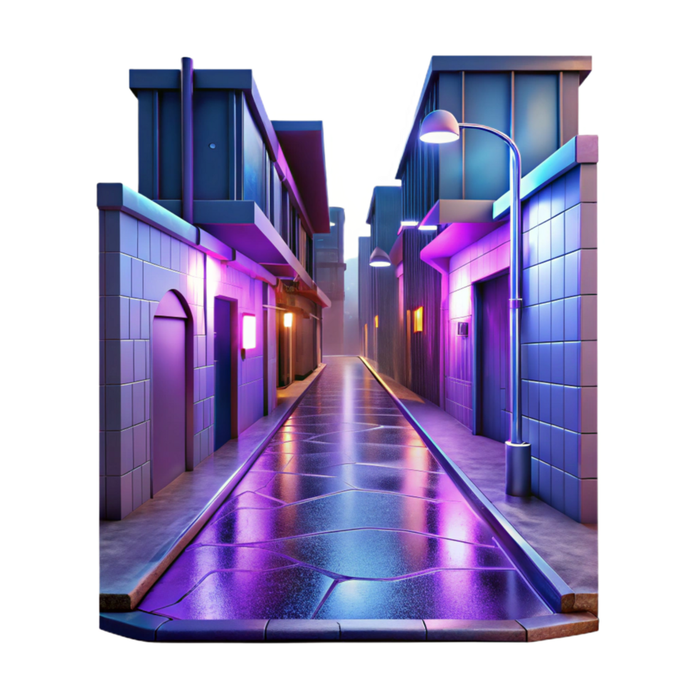 stunning abstract Neon City Alley 3D Render exclusive png