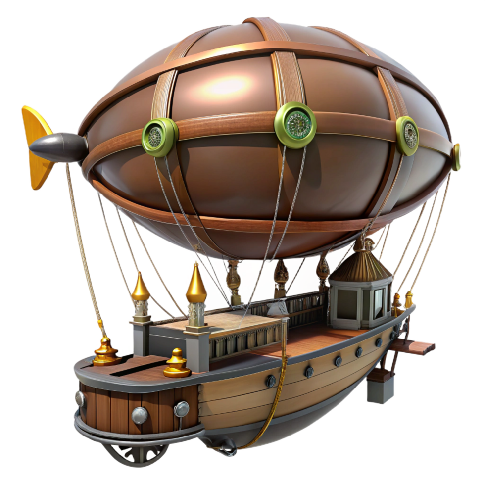 stunning traditional Steampunk Airship 3D Render authentic png