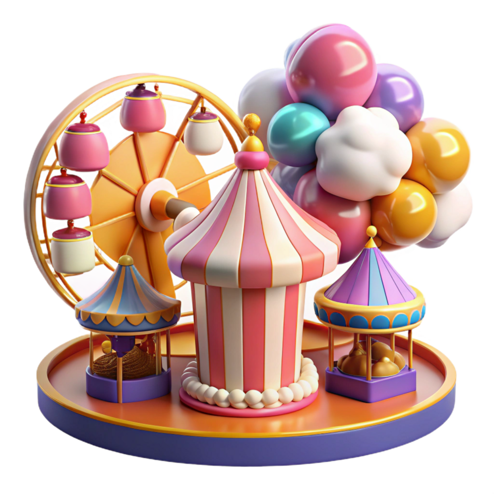 magnificent artistic 3D Render Amusement Park Illustration authentic png