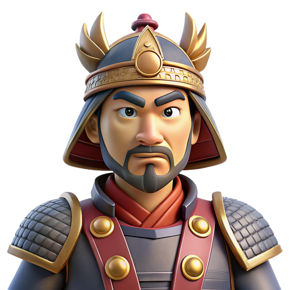 stunning artistic 3D Cartoon Samurai Warrior Illustration high resolution png