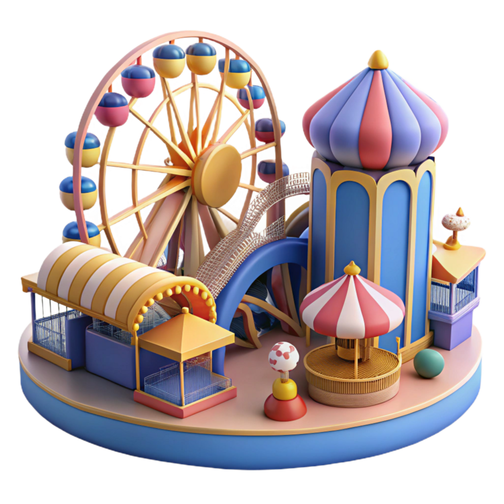 impressive creative 3D Render Amusement Park Illustration 4K png