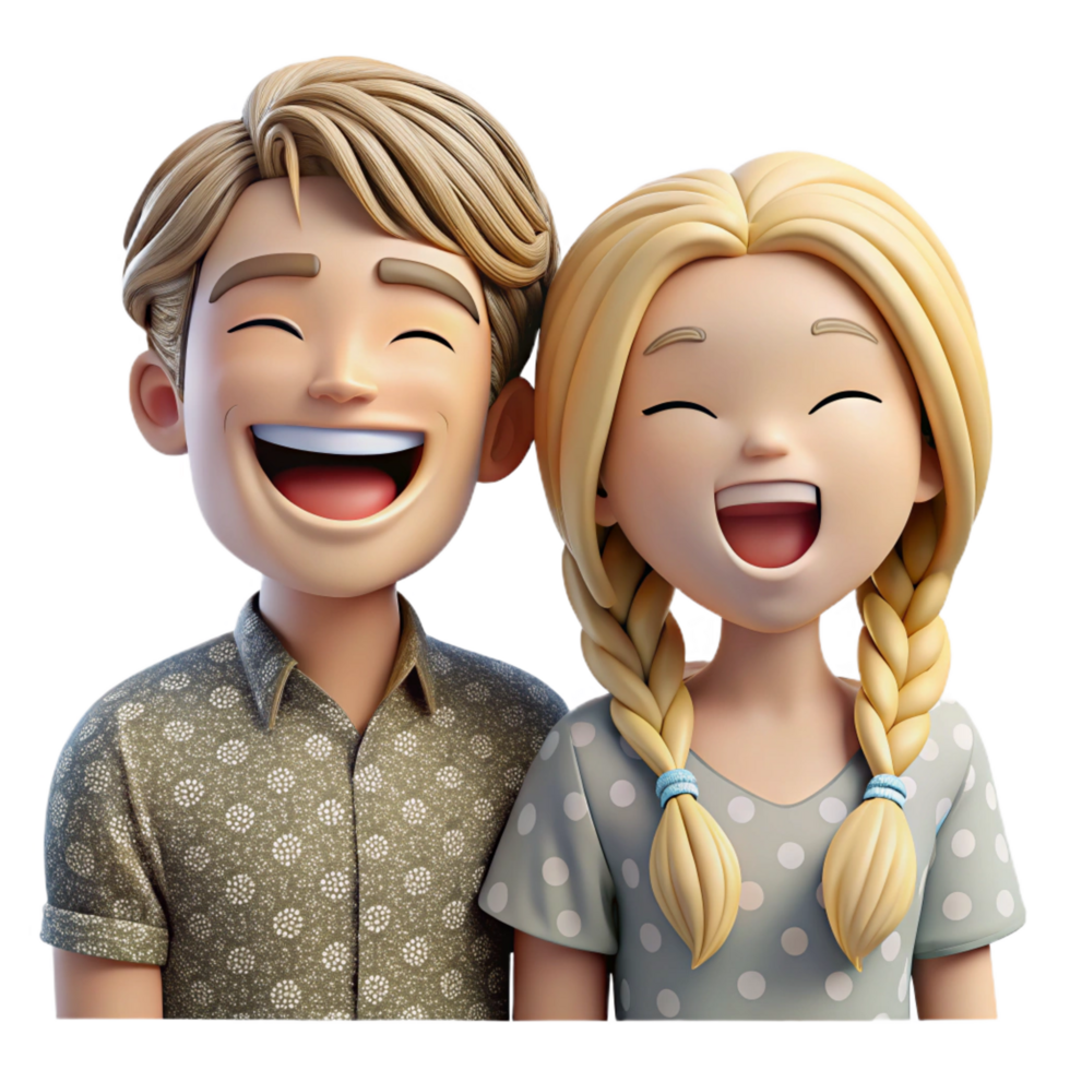 impressive abstract Joyful 3D Cartoon Couple Illustration detailed png