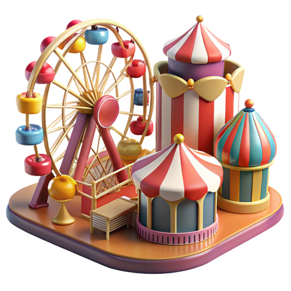 elegant modern Amusement Park Fun 3D Illustration high quality png