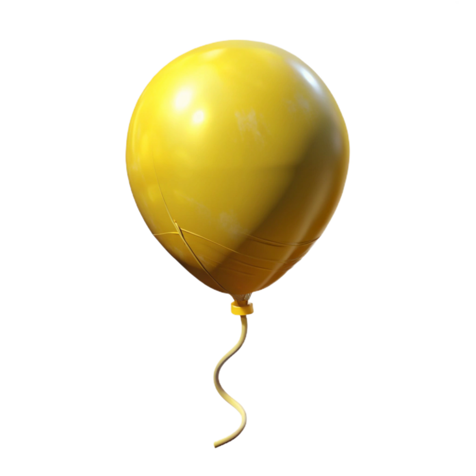 elegant abstract Yellow Birthday Balloon Isolated with String Attached genuine png