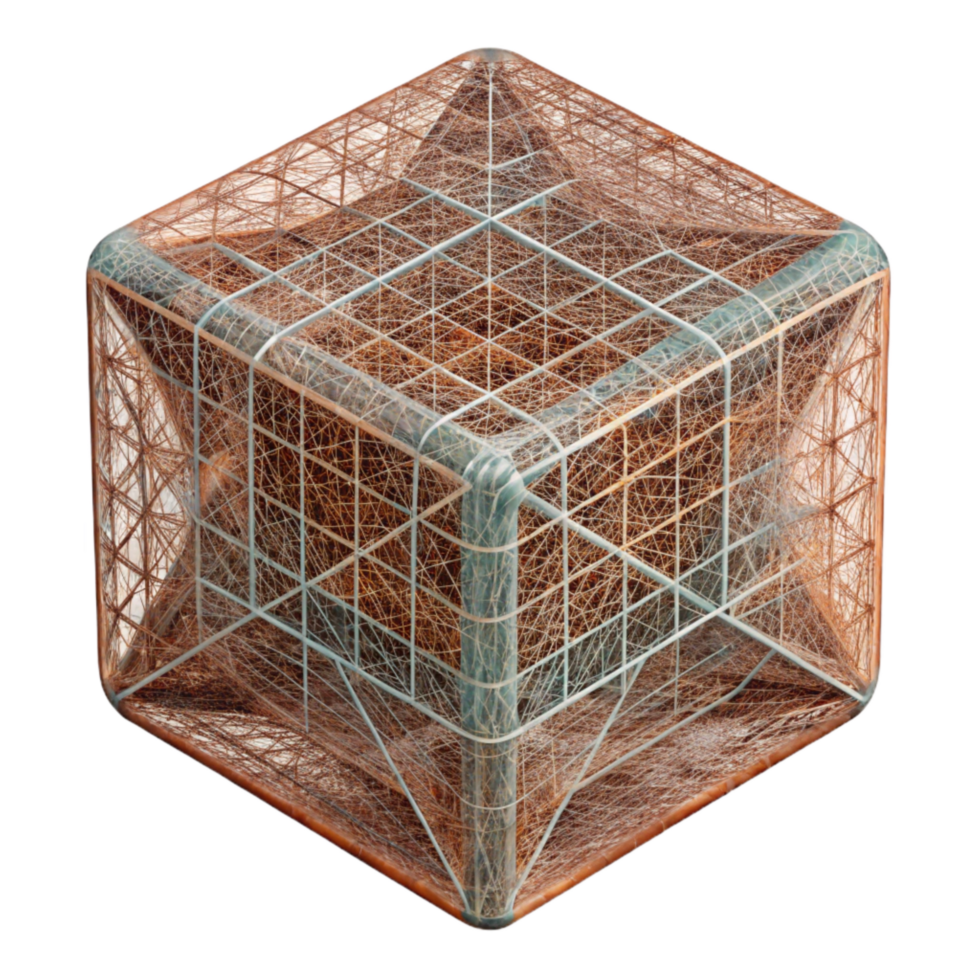 beautiful creative Abstract Wireframe Cube d Render Transparent Background premium png