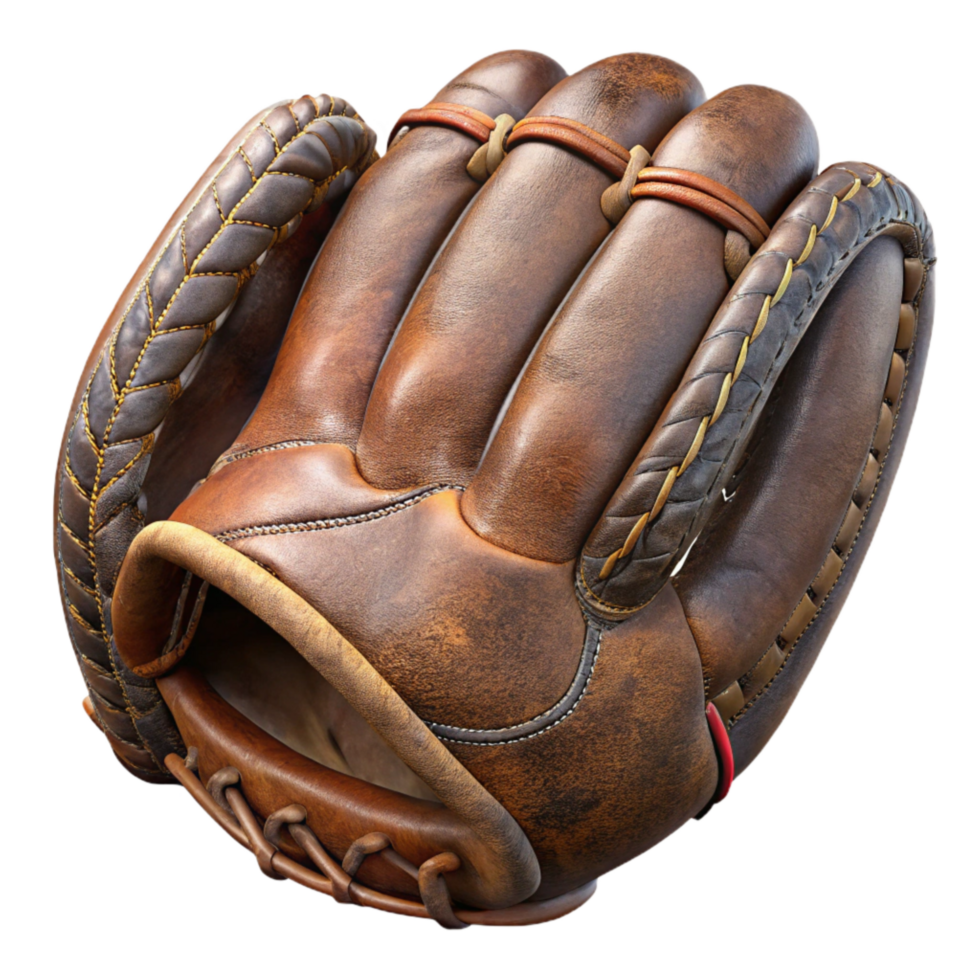 wonderful rustic Baseball Glove Leather Worn Texture Close Up Isolated detailed png