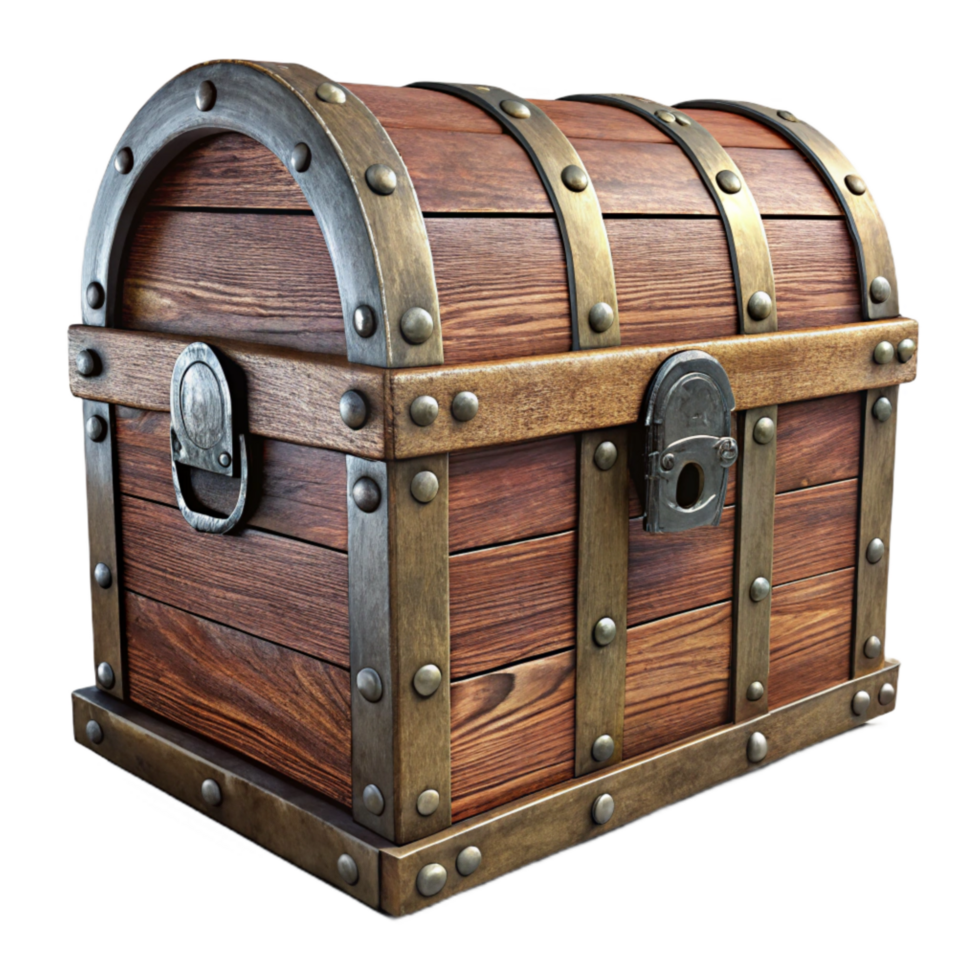 beautiful abstract Antique Wooden Chest Isolated with Metal Handles original png