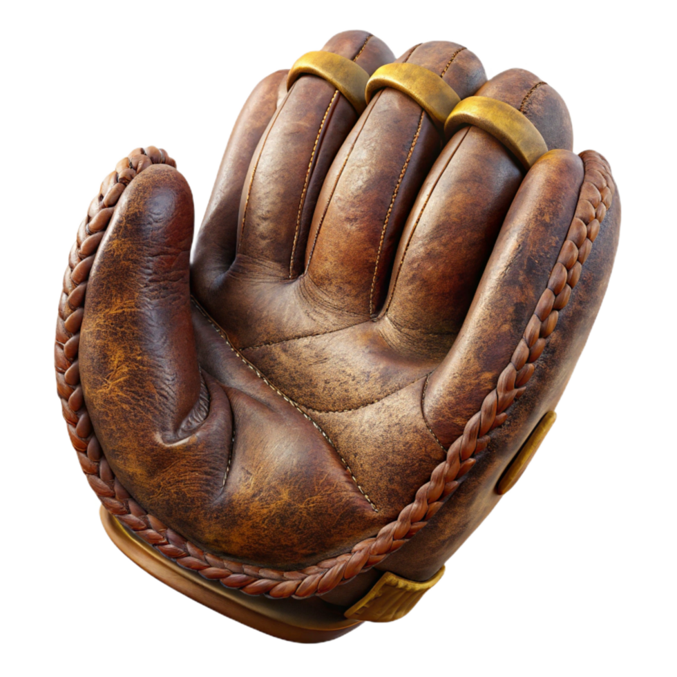 magnificent rustic Baseball Glove Leather Worn Texture Close Up Isolated high resolution png
