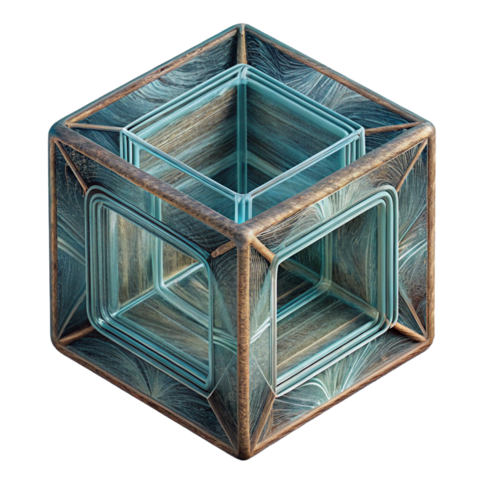 elegant artistic Abstract Wireframe Cube d Render Transparent Background detailed png