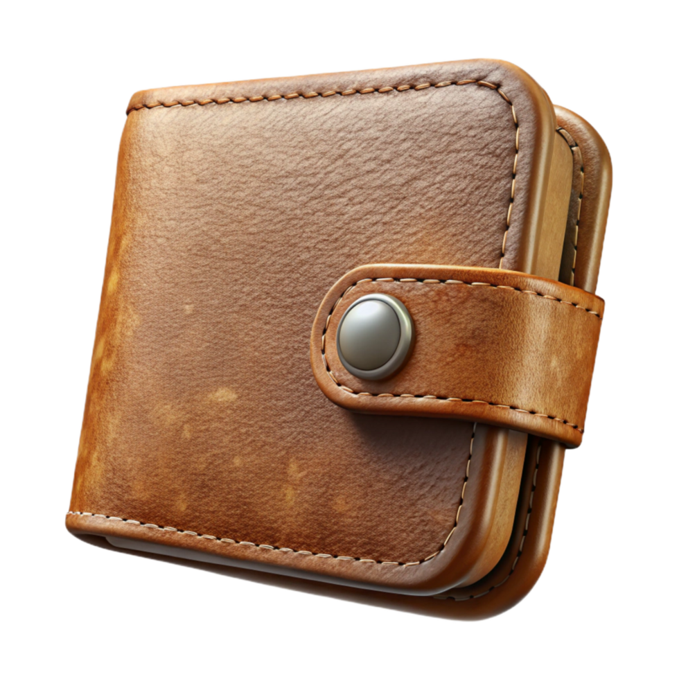 magnificent creative Leather Wallet Closed Front View Transparent Background high resolution png