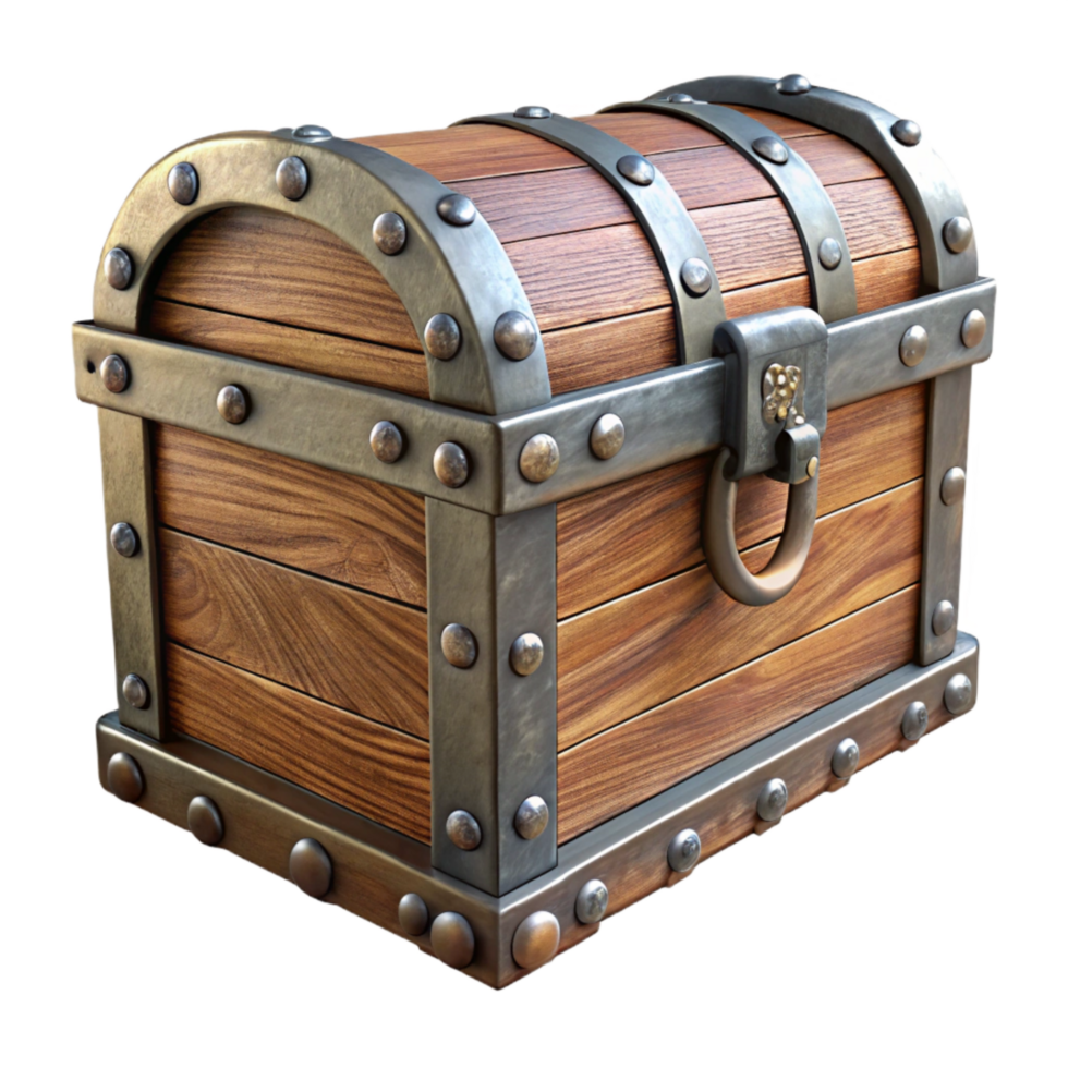 extraordinary classic Antique Wooden Chest Isolated with Metal Handles exclusive png