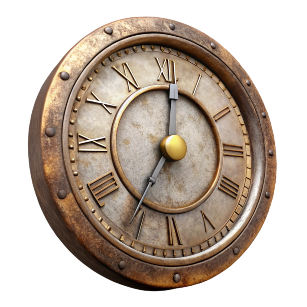 vibrant rustic Vintage Clock with Roman Numerals Isolated Element genuine png