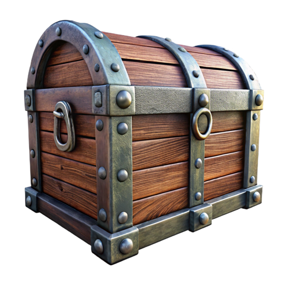 wonderful classic Antique Wooden Chest Isolated with Metal Handles high resolution png