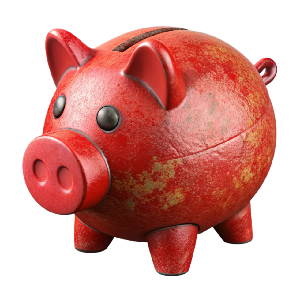impressive minimalist Red Piggy Bank Side View Cutout Transparent Background high resolution png