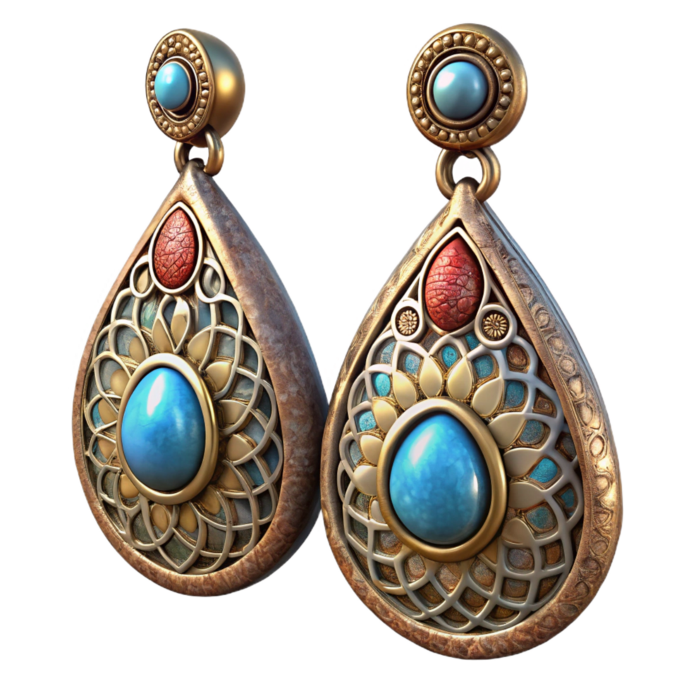 beautiful minimalist Earrings with Gemstones Cutout Transparent Background professional png