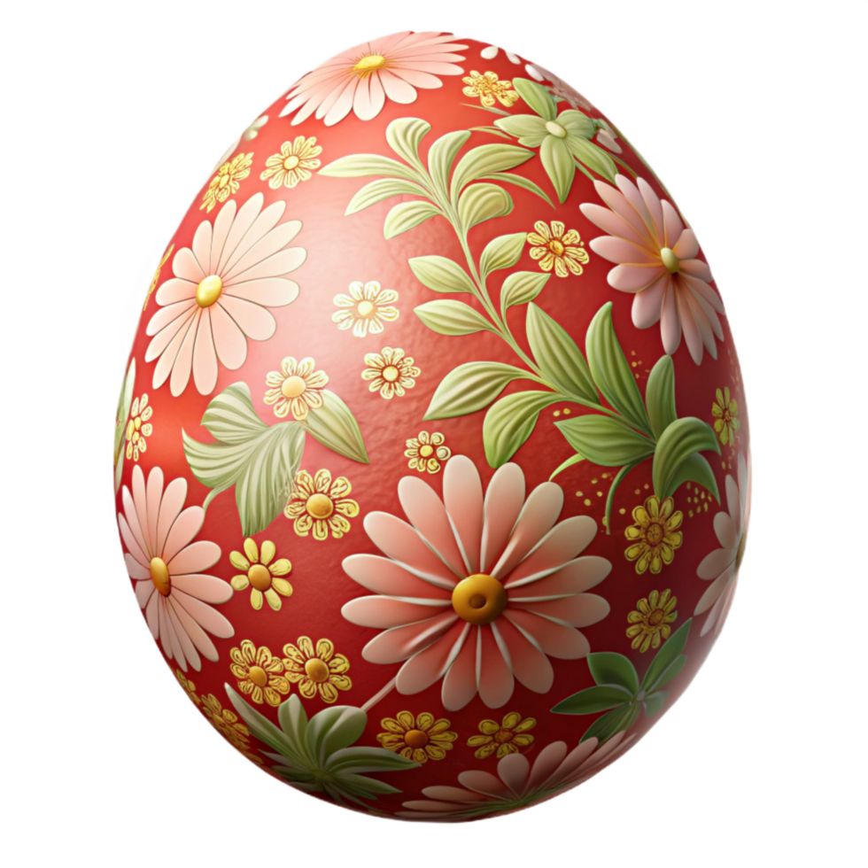 beautiful traditional Easter Egg with Floral Pattern Isolated Transparent authentic png
