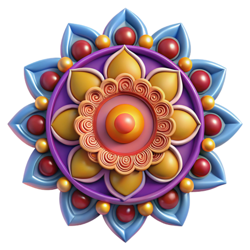serene traditional Diwali Rangoli Pattern Colorful Transparent Background high quality png
