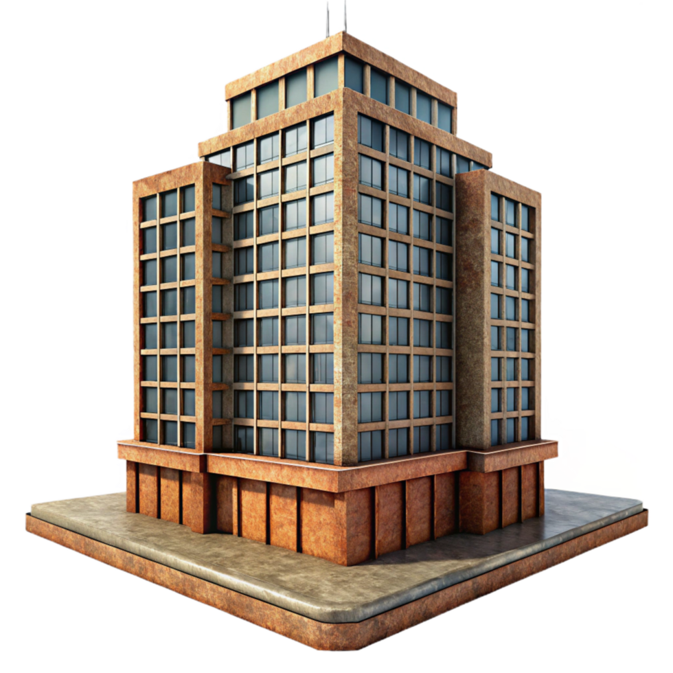 dramatic minimalist Office Building Skyscraper Perspective View Isolated high quality png