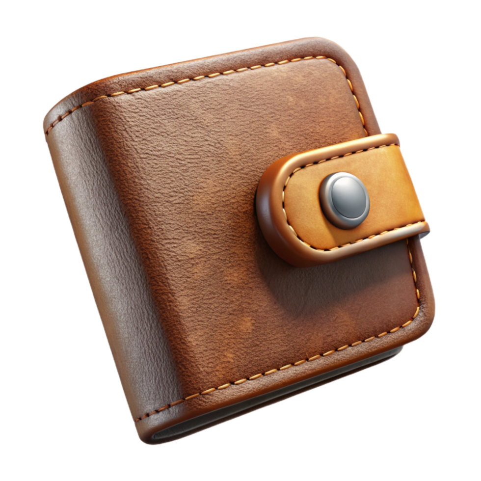 stunning vintage Leather Wallet Closed Front View Transparent Background exclusive png