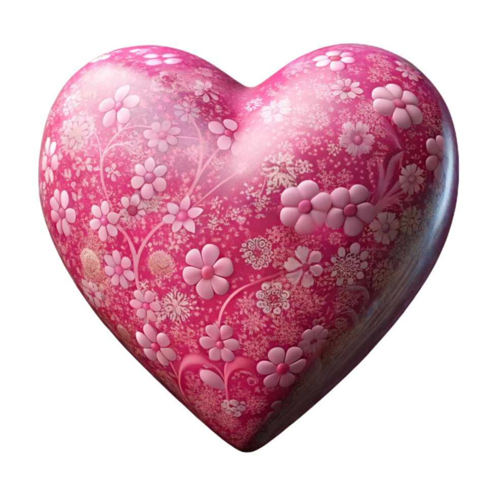 elegant rustic Pink Valentine Heart Cutout with Floral Pattern professional png