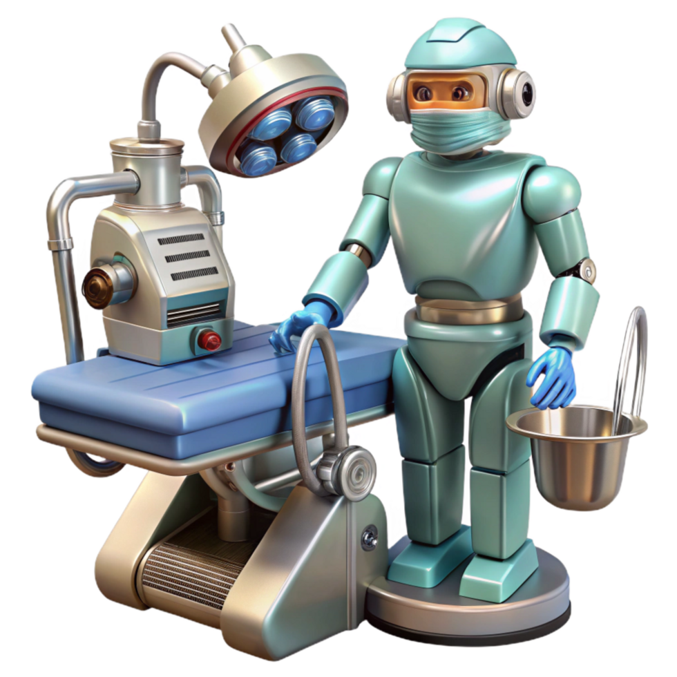 stunning vintage Robot Surgeon Performing Operation Transparent Background genuine png