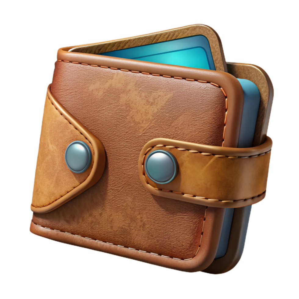extraordinary rustic Leather Wallet with Card Slots Cutout on Transparent Background premium png